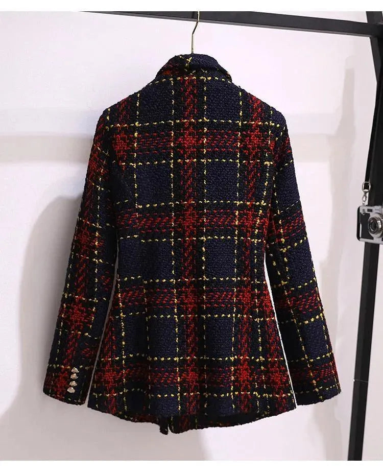 Red Plaid Tweed Skirt Suit - Skirt Suit - LeStyleParfait