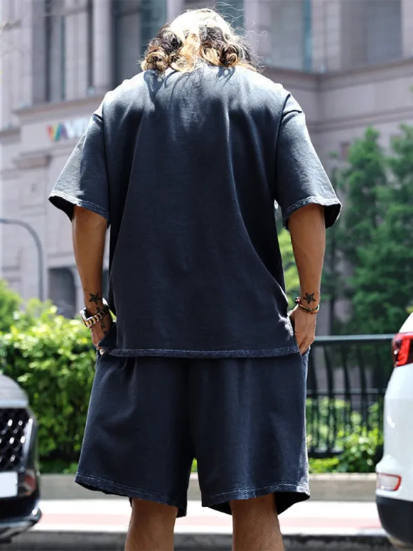 Relaxed Casual Solid Shorts Two-Piece Set - Solid Casual Shorts Two-Piece Set - LeStyleParfait