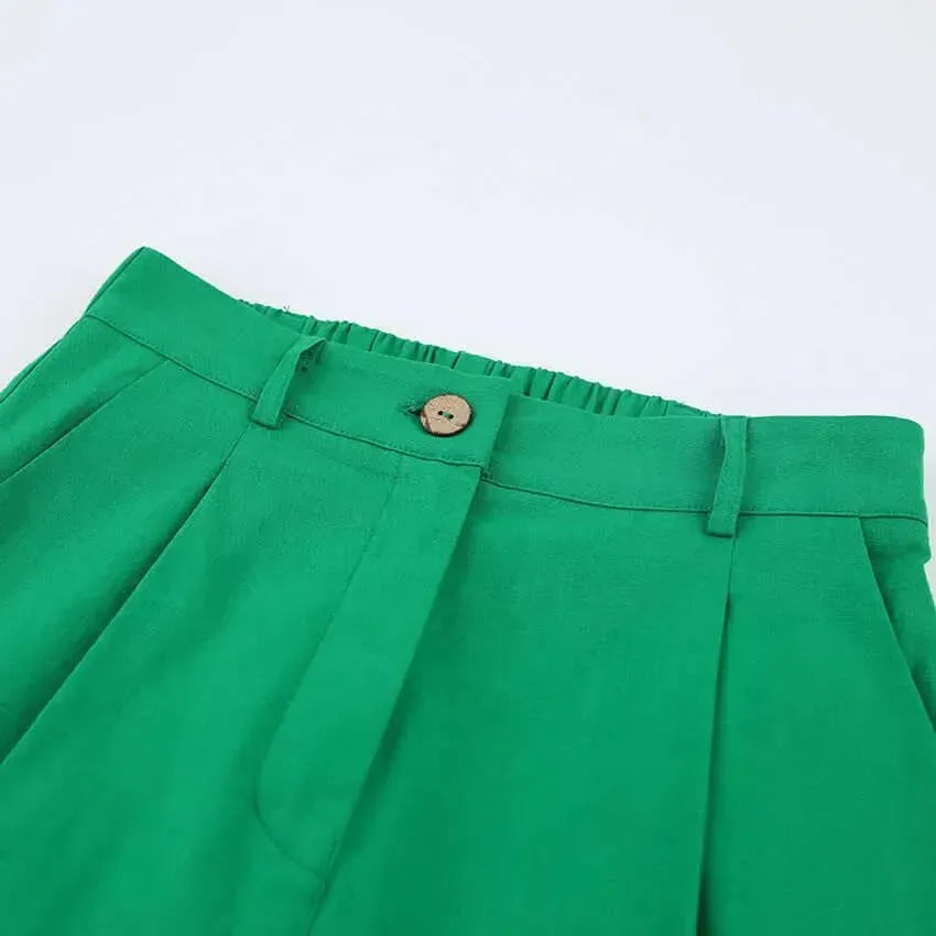 Relaxed Chic Women Casual Two-Piece Pants Set - Linen Pants Set - LeStyleParfait