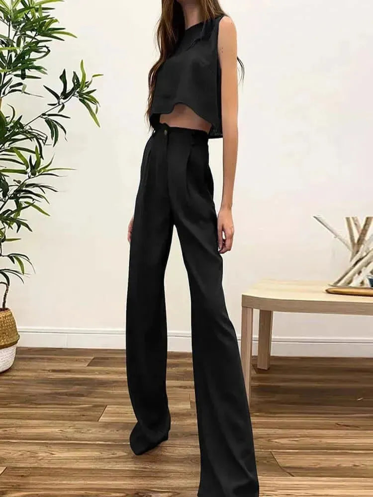 Relaxed Chic Women Casual Two-Piece Pants Set - Linen Pants Set - LeStyleParfait