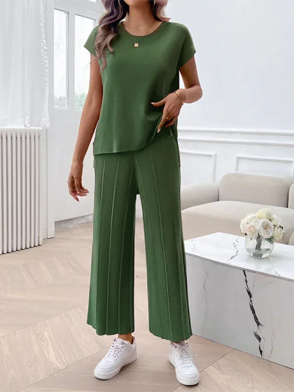 Relaxed Women Casual Beige Two-Piece Set - Casual Two-Piece Set - LeStyleParfait