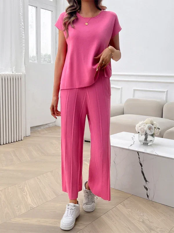 Relaxed Women Casual Beige Two-Piece Set - Casual Two-Piece Set - LeStyleParfait