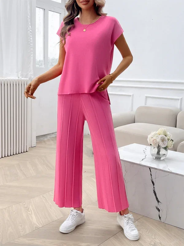 Relaxed Women Casual Beige Two-Piece Set - Casual Two-Piece Set - LeStyleParfait