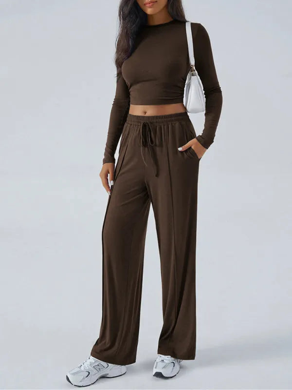 Relaxed Women Casual Jersey Two-Piece Set - Casual Pants Set - LeStyleParfait