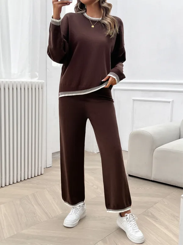 Relaxed Women Casual Knit Two-Piece Set - Casual Knit Set - LeStyleParfait