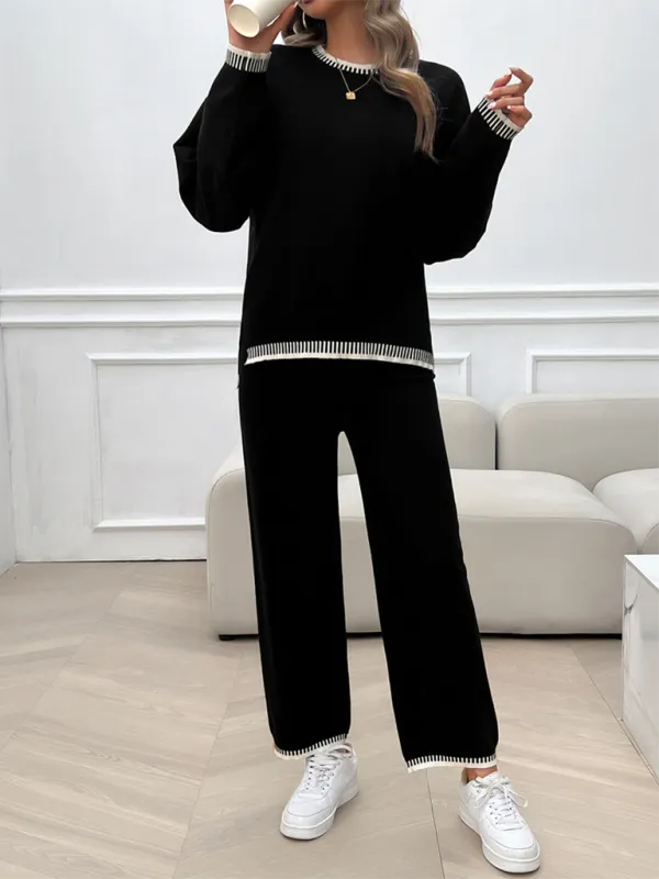 Relaxed Women Casual Knit Two-Piece Set - Casual Knit Set - LeStyleParfait