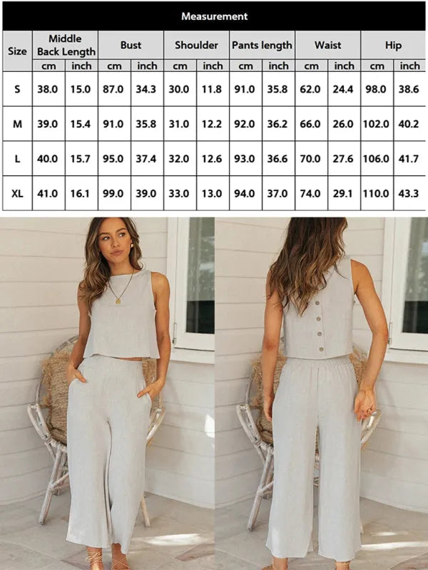 Relaxed Women Casual Light Gray Two-Piece Set - Casual Pants Two-Piece Set - LeStyleParfait