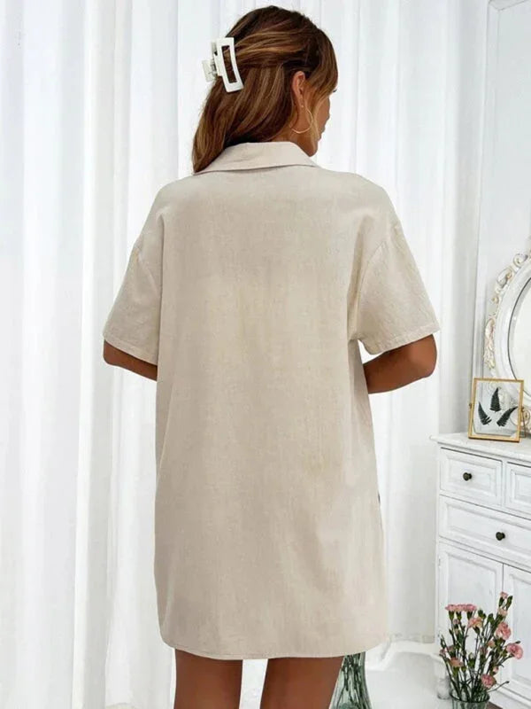 Relaxed Women Casual Two-Piece Linen Short Set - Linen Short Set - LeStyleParfait