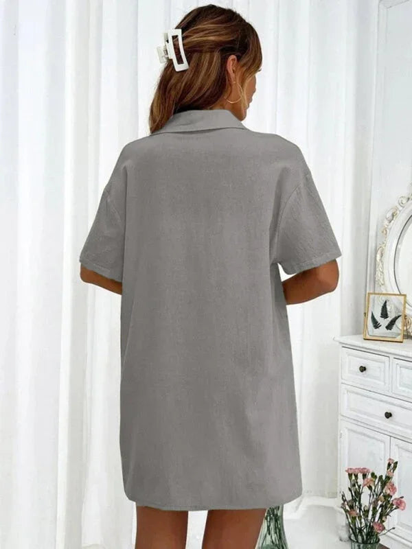 Relaxed Women Casual Two-Piece Linen Short Set - Linen Short Set - LeStyleParfait