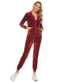 Relaxed Women Casual Velvet Two-Piece Set - Casual Jogger Set - LeStyleParfait