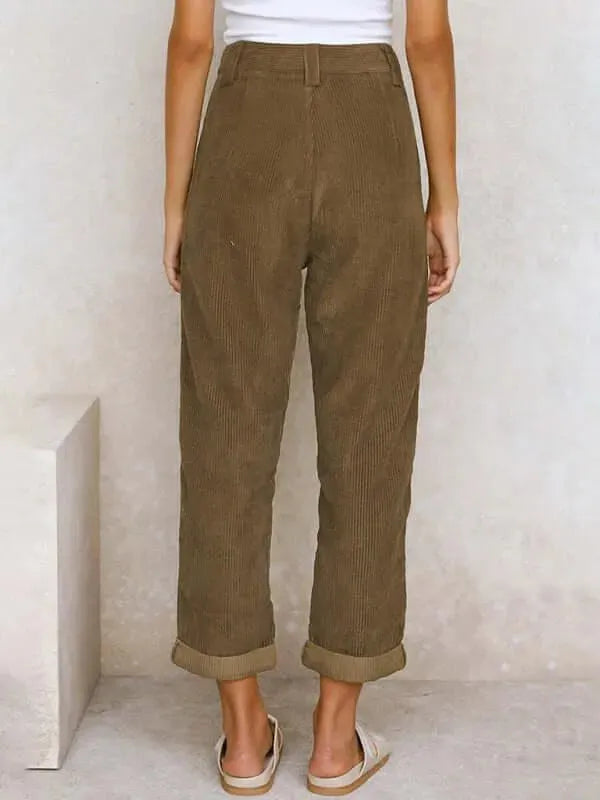 Corduroy Loose Straight Women Pants - Women Pants - LeStyleParfait