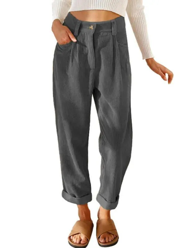 Corduroy Loose Straight Women Pants - Women Pants - LeStyleParfait