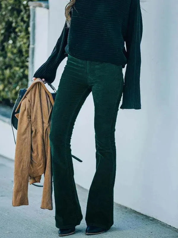 Loose Corduroy Flared Women Pants - Women Pants - LeStyleParfait