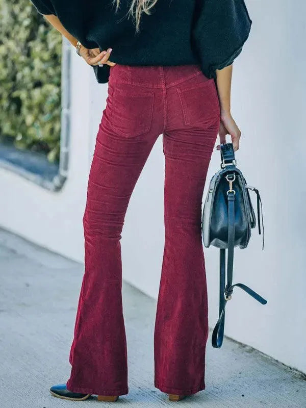 Loose Corduroy Flared Women Pants - Women Pants - LeStyleParfait