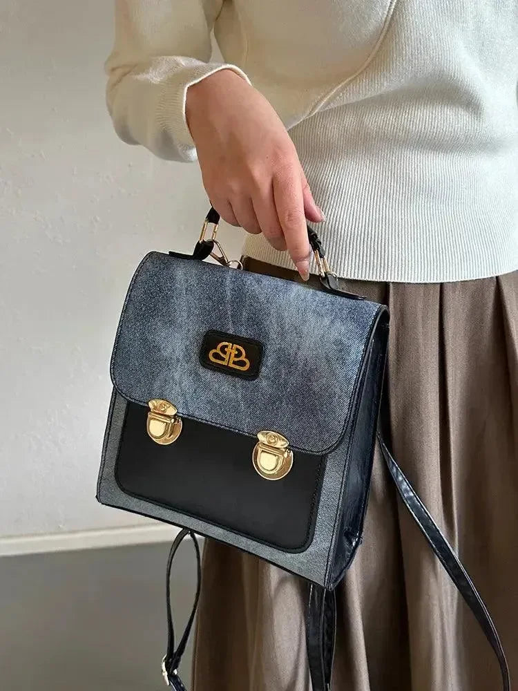 Retro Denim Pattern Women's Backpack - Backpack - LeStyleParfait