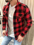 Retro Plaid Cotton Men's Shirt-Men Shirts-LeStyleParfait