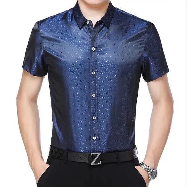 Reynolds Striped Silk Shirt For Men - Silk Shirt - LeStyleParfait