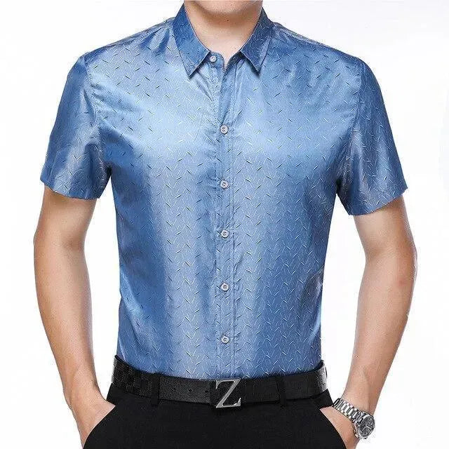 Reynolds Striped Silk Shirt For Men - Silk Shirt - LeStyleParfait