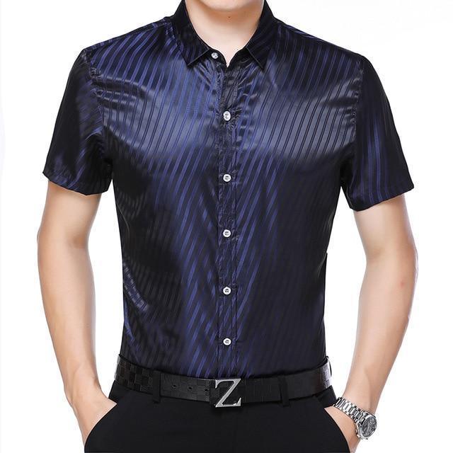 Reynolds Striped Silk Shirt For Men - Silk Shirt - LeStyleParfait