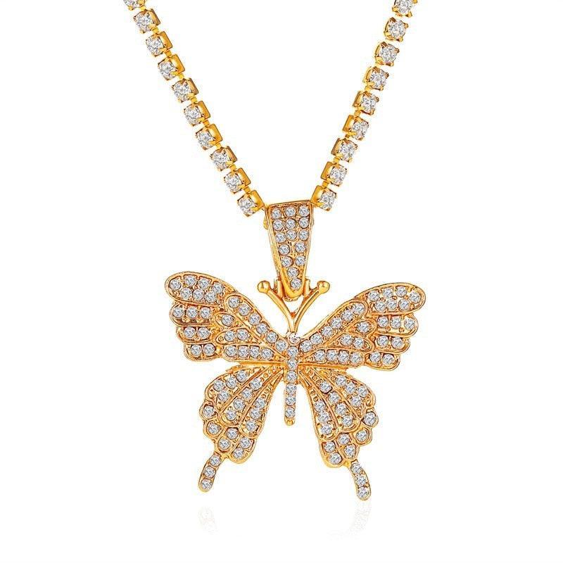 Rhinestone Butterfly Pendant Necklace - Pendant Necklace - LeStyleParfait