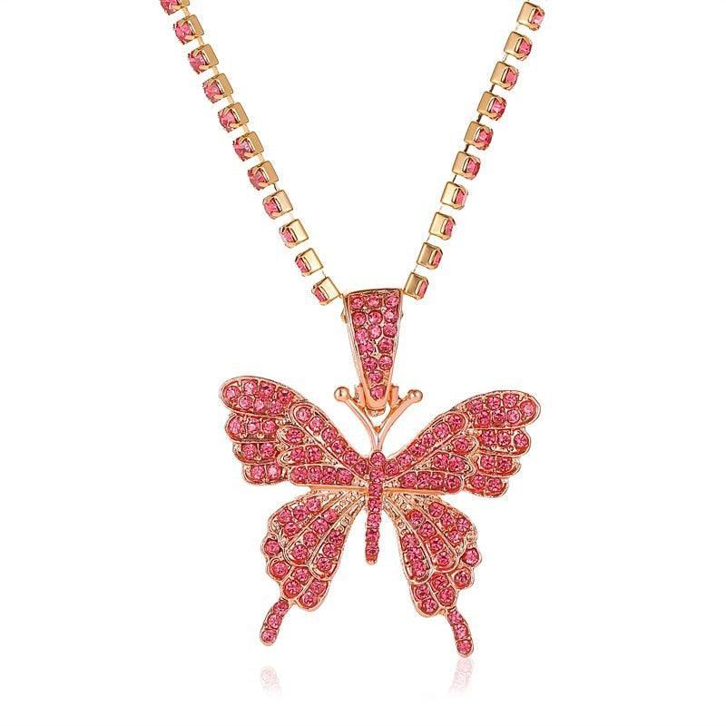 Rhinestone Butterfly Pendant Necklace - Pendant Necklace - LeStyleParfait