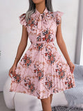 A-line,A-line dress,brunch,brunch dress,chiffon,chiffon dress,floral,floral dress,floral midi dress,flowy,flowy dress,high-neck,high-neck dress,ladies Wrinkle resistant,midi,midi dress,midi hem dress,pleated,pleated dress,puff sleeve,puff sleeves dress,Quick drying midi dress,ruffles,slip-on,slip-on dress,spring,spring dress,straight-LeStyleParfait