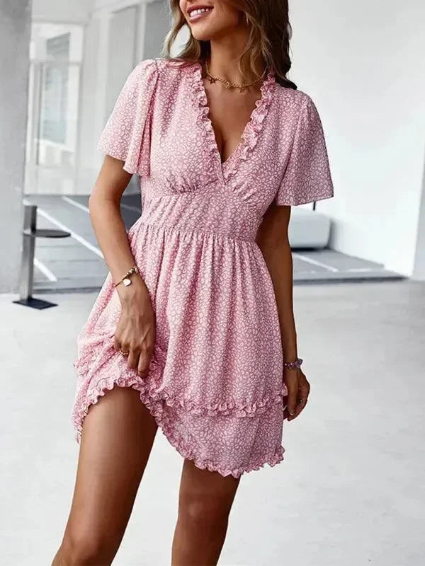 Floral Womens Mini Day Dress - Mini Dress - LeStyleParfait