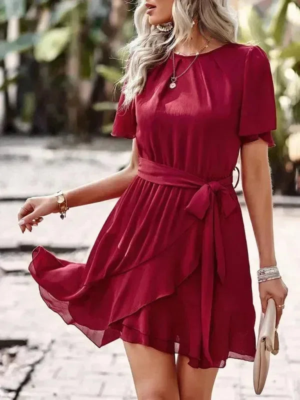 Romantic Chiffon Tiered Mini Dress fashion image