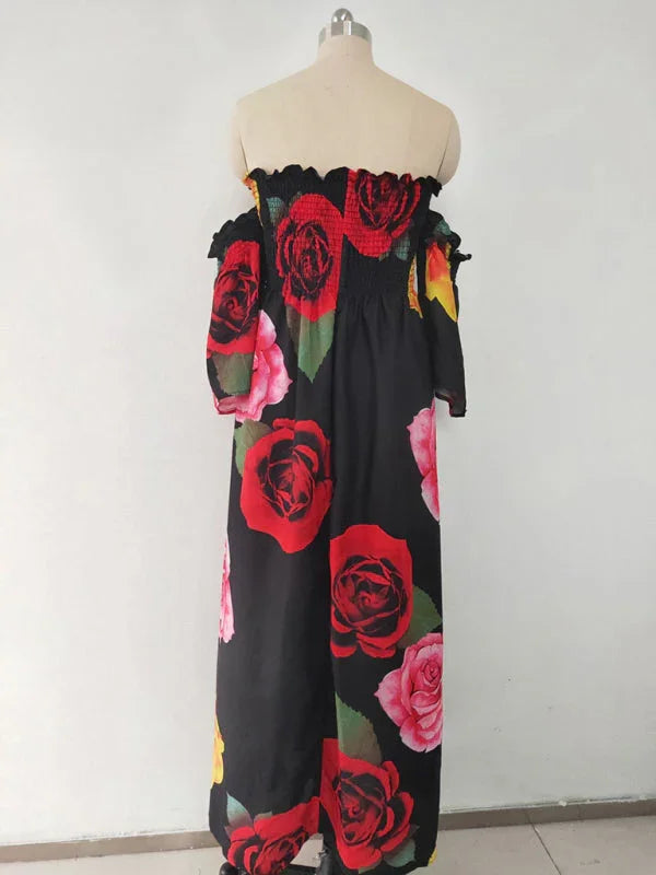 Women Romantic Floral Ruffle Maxi Dress - Floral Maxi Dress - LeStyleParfait