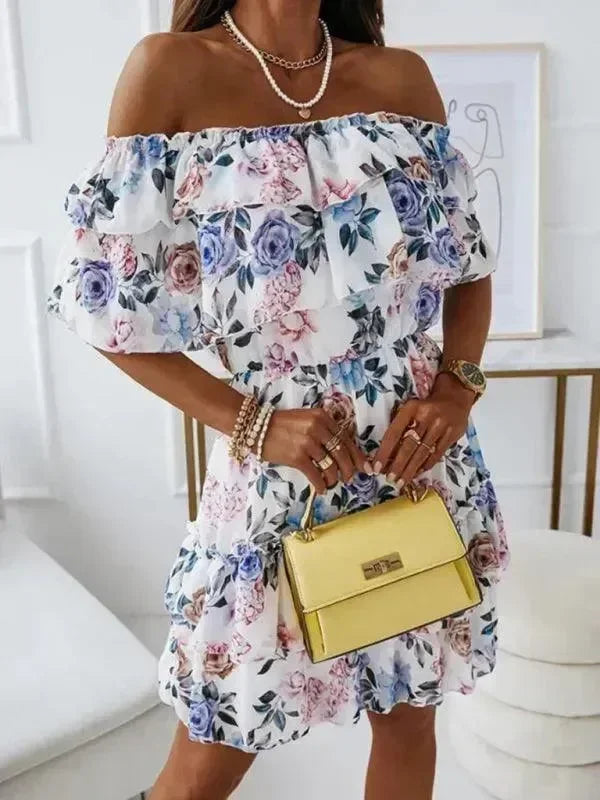 Romantic Floral Chiffon Mini Dress