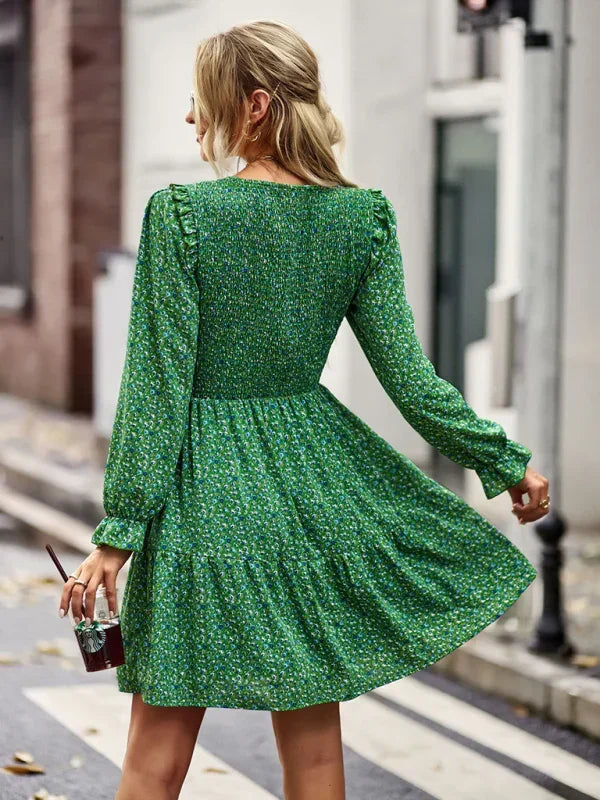 Romantic Floral Chiffon Mini Dress