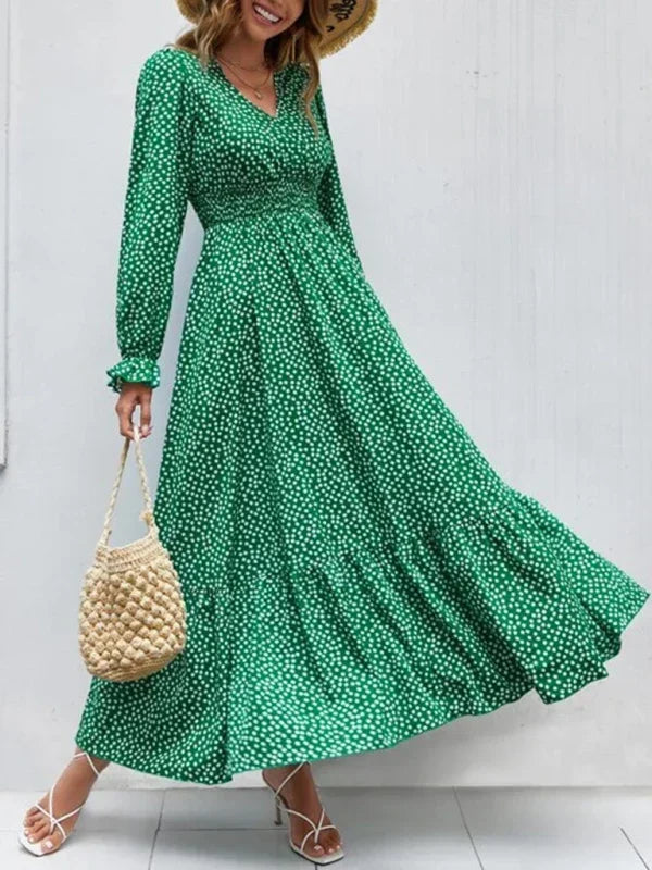 Romantic Red Polka Dot Maxi Dress fashion image
