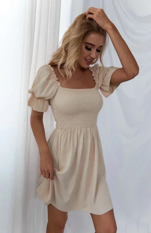 Romantic White Chiffon Empire Waist Mini Dress