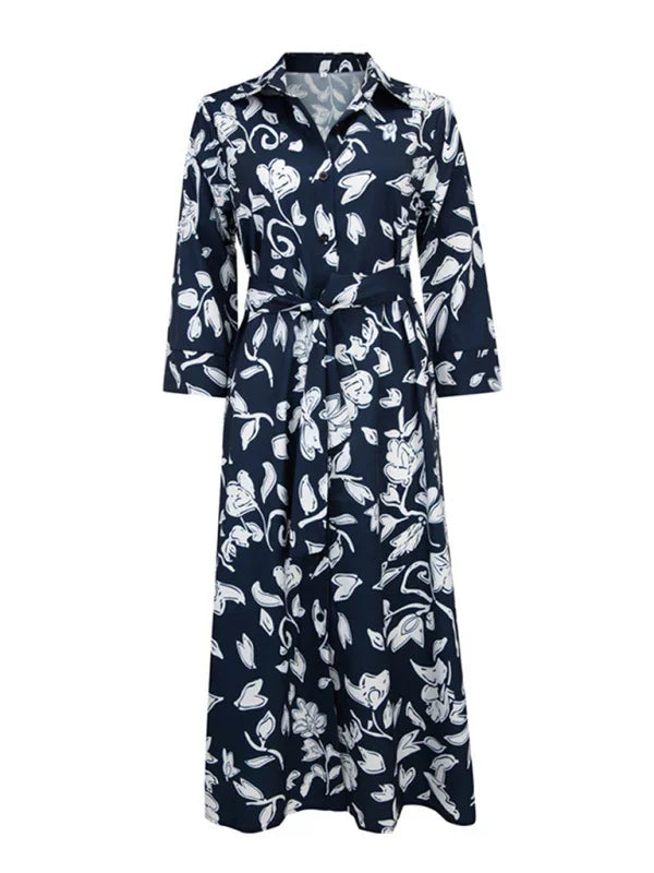 Women Elegant Floral Wrap Midi Dress - Wrap Midi Dress - LeStyleParfait