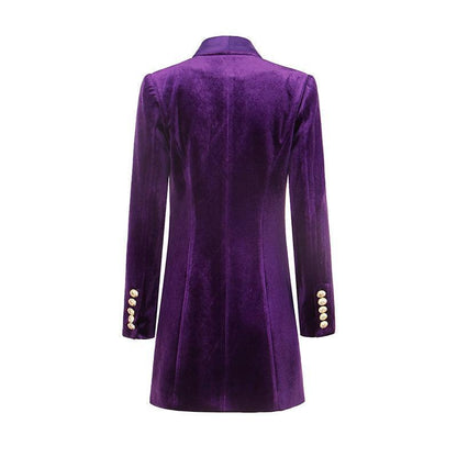 Satin Shawl Collar Velvet Blazer Dress - Blazer Dress - LeStyleParfait