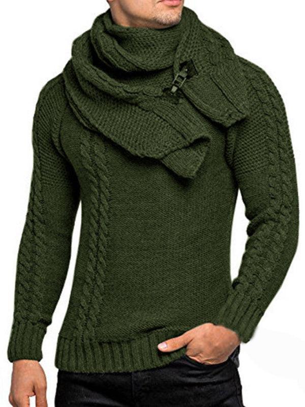 Scarf Twist Knitted Men Pullover Sweater - Pullover Sweater - LeStyleParfait