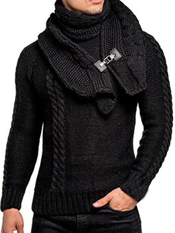 Scarf Twist Knitted Men Pullover Sweater - Pullover Sweater - LeStyleParfait