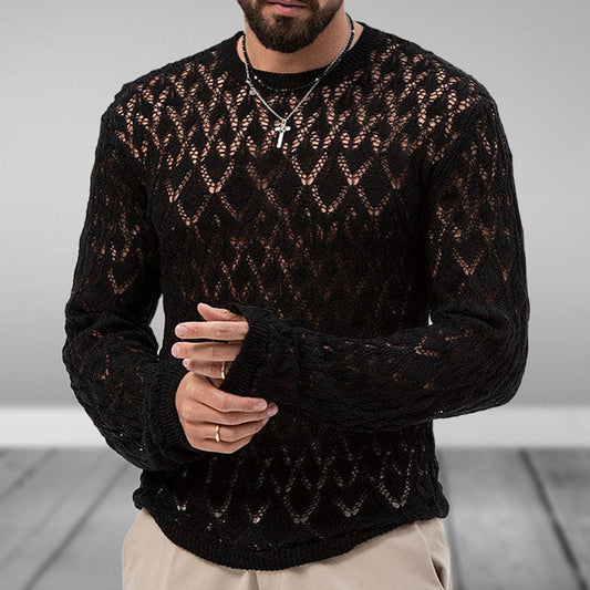 Sexy Hollow Knitted Men Pullover Sweater - Pullover Sweater - LeStyleParfait