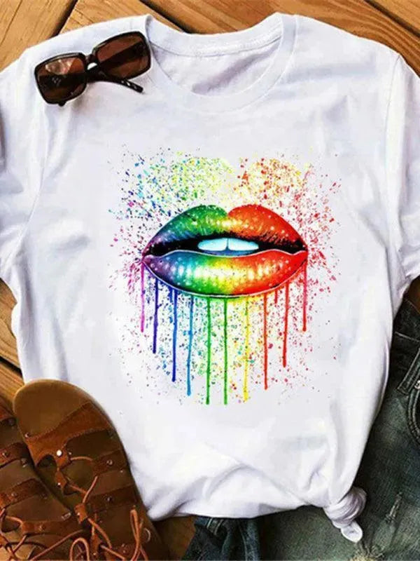 Sexy Lips Print Women T-Shirt - T-Shirts - LeStyleParfait