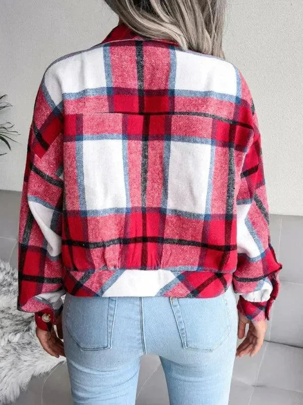 Short Plaid Loose Women’s Coat - Coat - LeStyleParfait