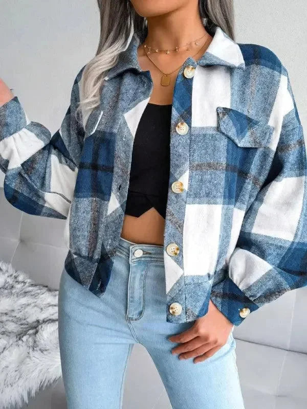 Short Plaid Loose Women’s Coat - Coat - LeStyleParfait
