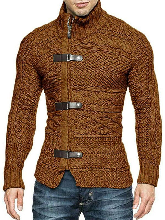 Side Buckle Men Cardigan Sweater - Cardigan Sweater - LeStyleParfait