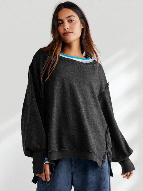 Side Slits Women Sweatshirt - Women Sweatshirt - LeStyleParfait