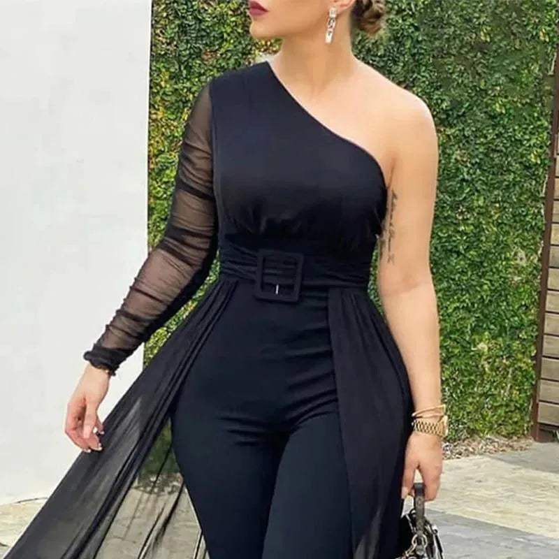 Sleek One Shoulder Jumpsuit For Women - Jumpsuit - LeStyleParfait