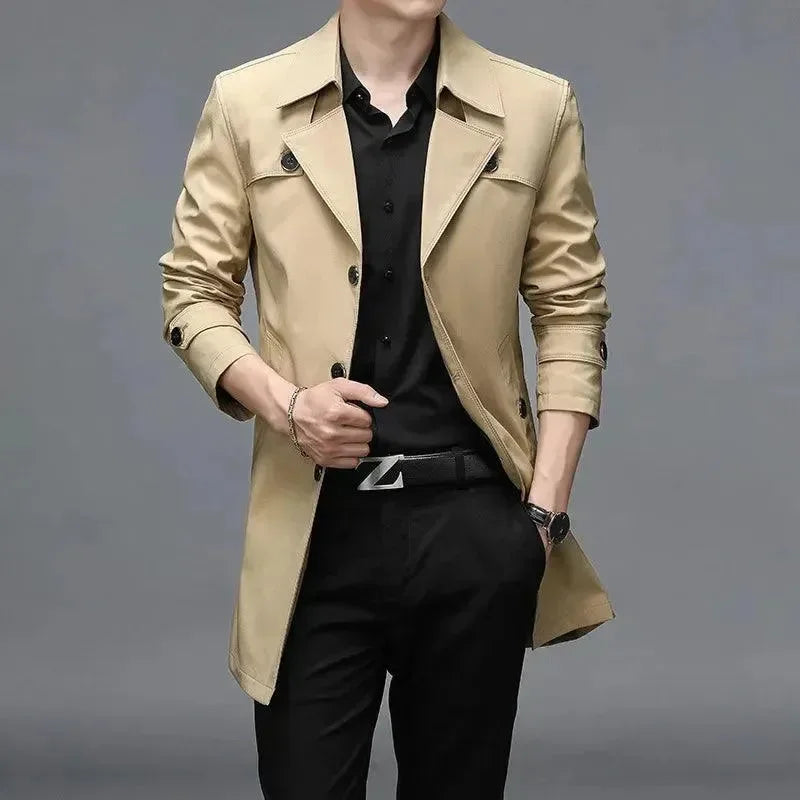 Slim Fit Single-Breasted Men Trench Coat - Trench Coat - LeStyleParfait