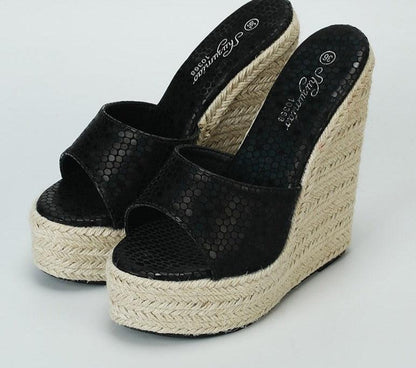 Slip-on High Heels Wedge Sandals - Wedge Shoes - LeStyleParfait