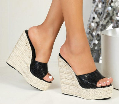 Slip-on High Heels Wedge Sandals - Wedge Shoes - LeStyleParfait