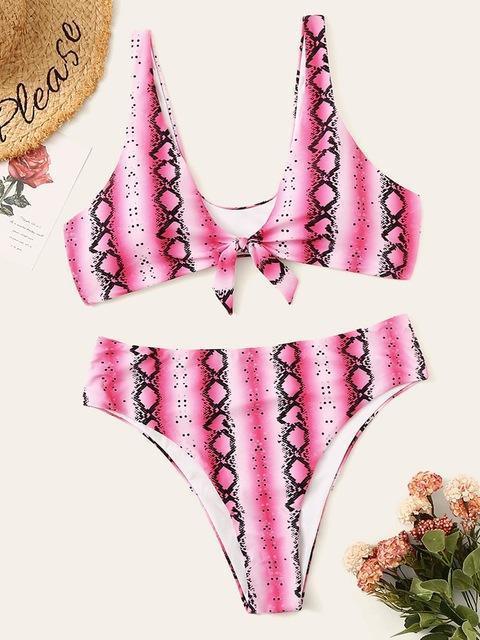 Snake Print High-Waist Bikini Set - Bikini - LeStyleParfait