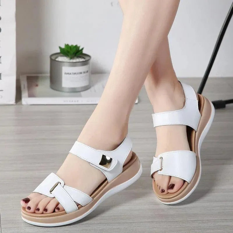 Soft Hook Loop Leather Sandals - Sandals - LeStyleParfait