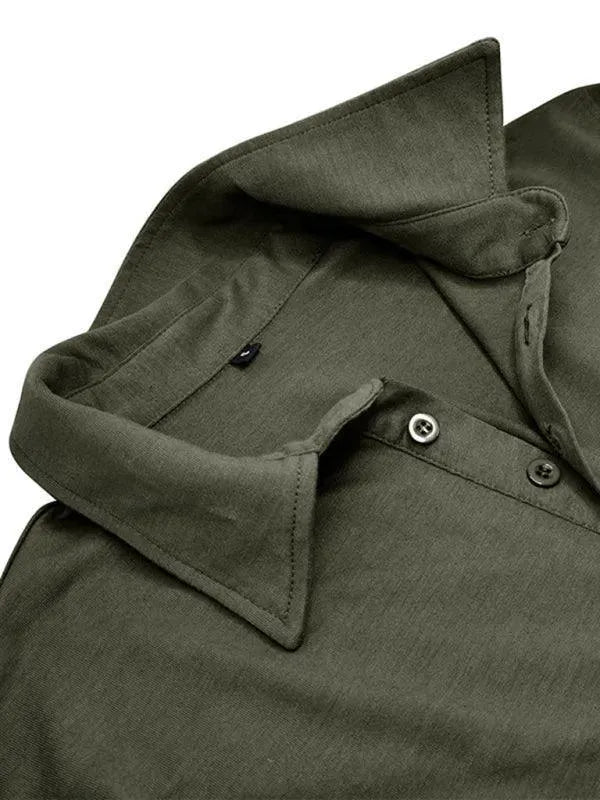 LeStyleParfait Men's T-Shirts Casual Polo Plain-Solid Long Sleeves-Polo Shirt